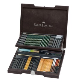 Valigetta legno PITT gamma completacon accessori Faber-Castell