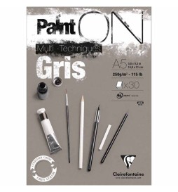 BLOCCO PAINT ON GRIS A5 30F 250g