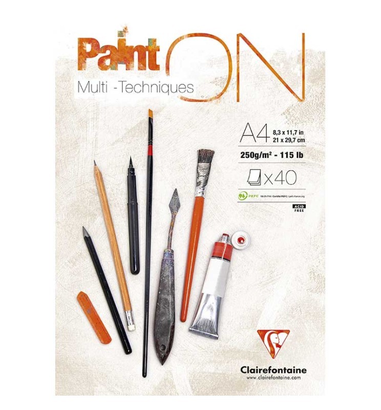 BLOCCO PAINT ON BIANCO A4 40F 250g