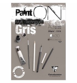 BLOCCO PAINT ON GRIS A3 30F 250g