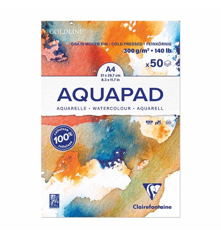 BLOCCO AQUAPAD A4 300g 50f BIANCO  grana medio-fine