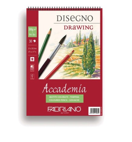 BLOCCO ACCADEMIA SPIRALATO A4 200g 30f