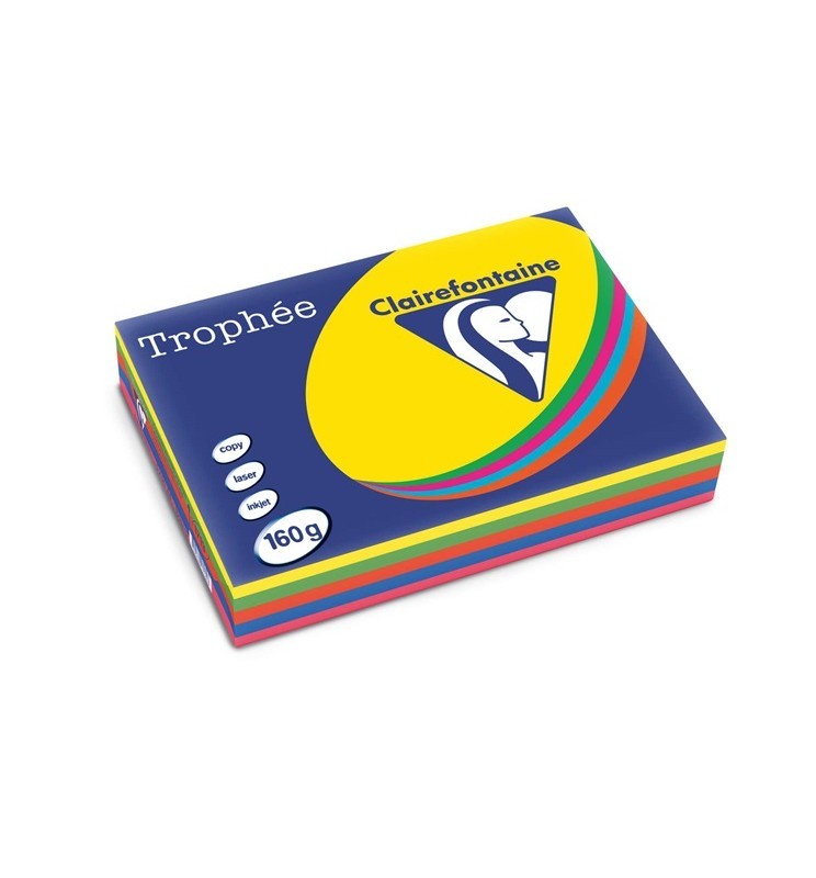 CARTONCINO COLORATO A4 160g 250ff  COLORI VIVACI ASSORTITI TROPHEE C