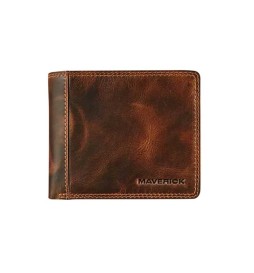 Portafoglio in pelle RFID con 2 tasche per documenti e extra