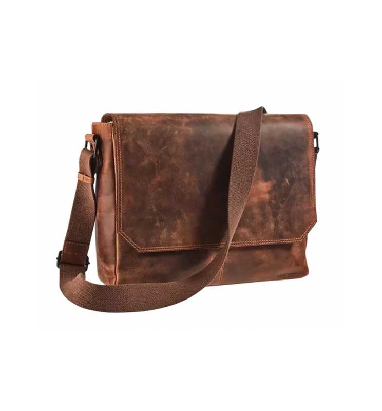 Borsa in pelle messenger con tasca per laptop fino a 14 poll