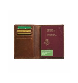 Portapassaporto in pelle con scomparti carte RFID
