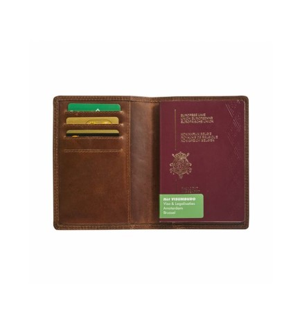 Portapassaporto in pelle con scomparti carte RFID