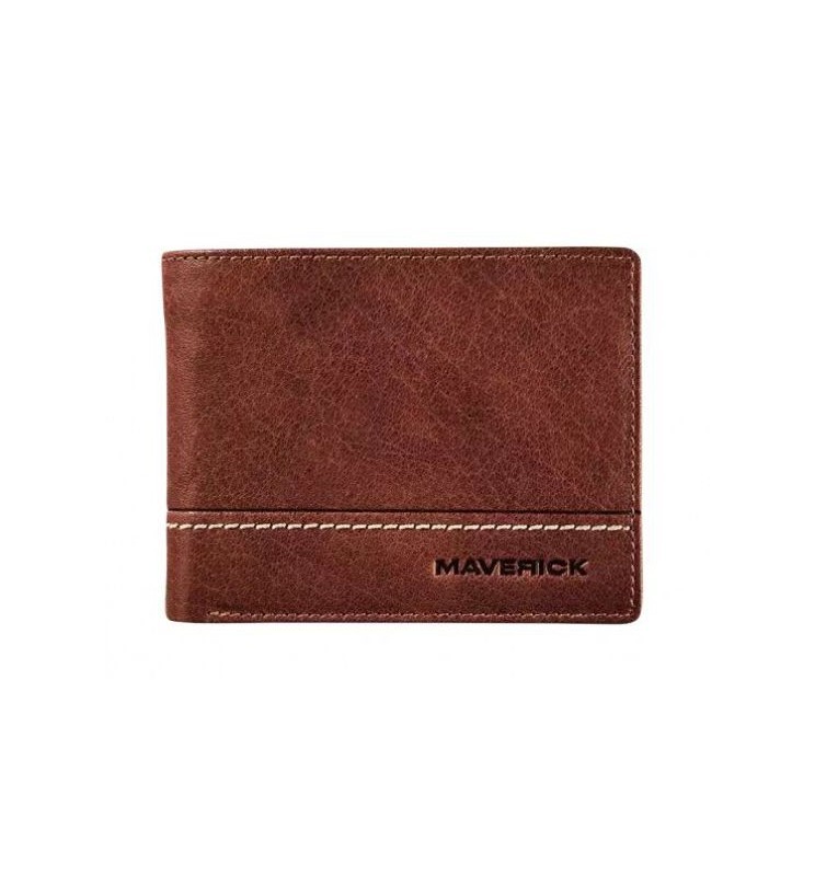 Portafoglio in pelle compatto RFID ROUGH GEAR marrone