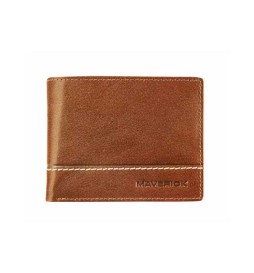 Portafoglio in pelle compatto RFID con zip ROUGH GEAR cognac