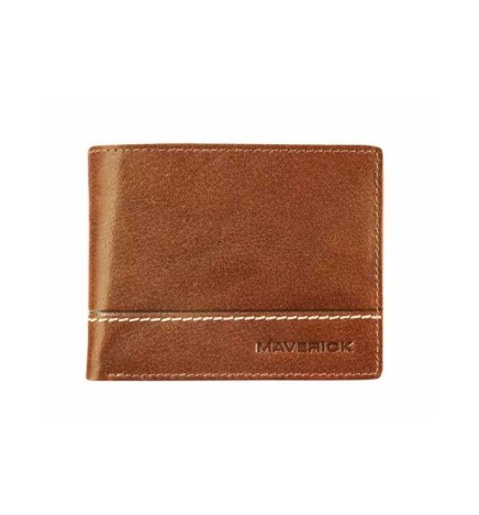 Portafoglio in pelle compatto RFID con zip ROUGH GEAR cognac