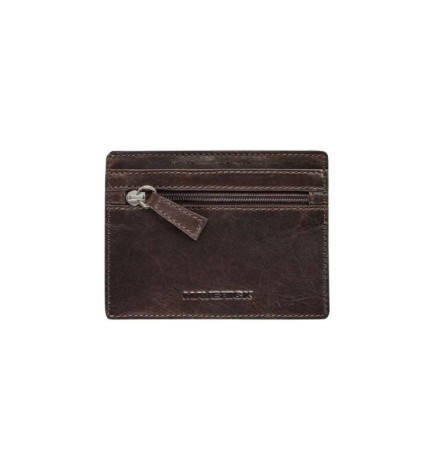 Portafoglio in pelle singolo con zip RFID MAVERICK BROWN