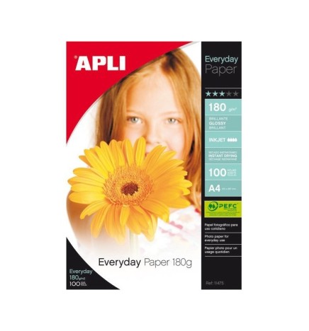 CARTA FOTOGRAFICA GLOSSY A4 180g   100FF APLI INKJET