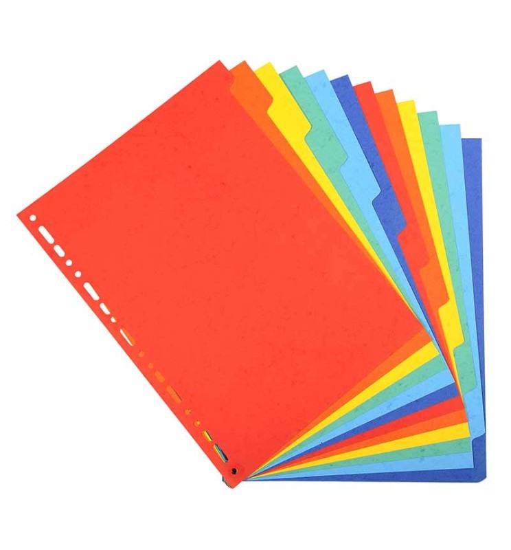 DIVISORI A4 12 TASTI CARTONCINO    INTERCALARI COLORATI