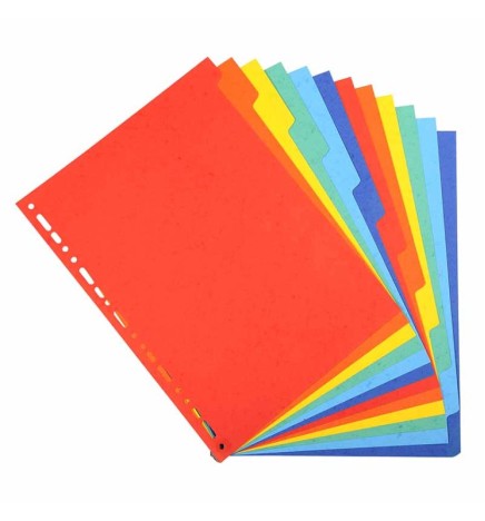 DIVISORI A4 12 TASTI CARTONCINO    INTERCALARI COLORATI