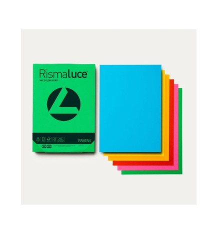 CARTONCINO COLORATO FORTE A4 140G   200F ASSORTITO RISMALUCE FAVINI