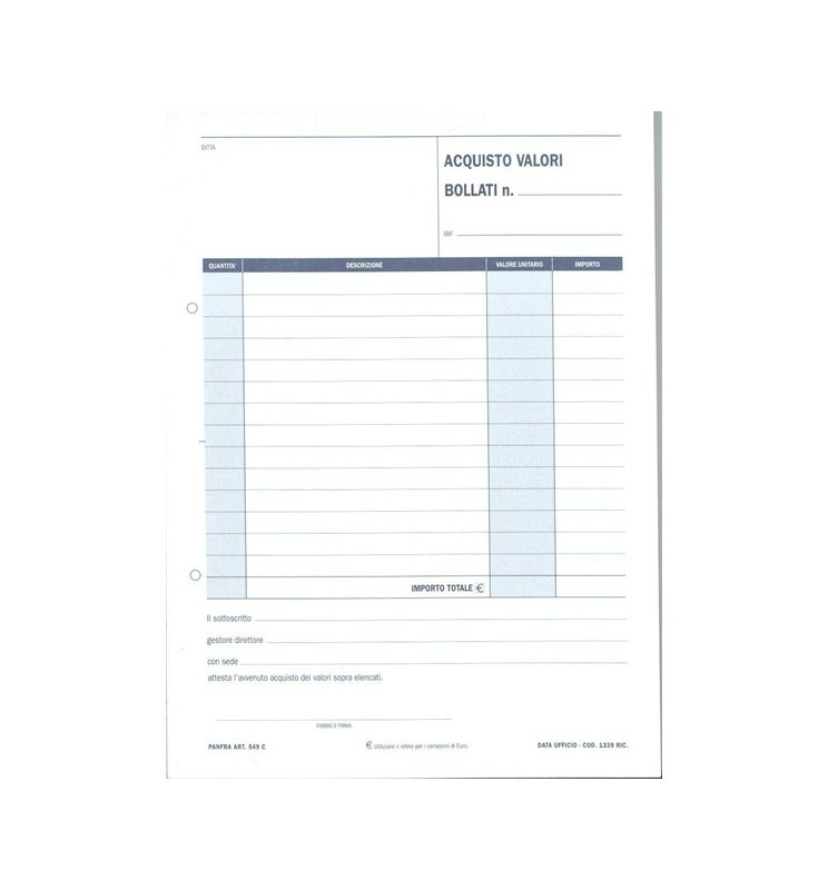 ACQUISTO VALORI BOLLATI A5 RIC
