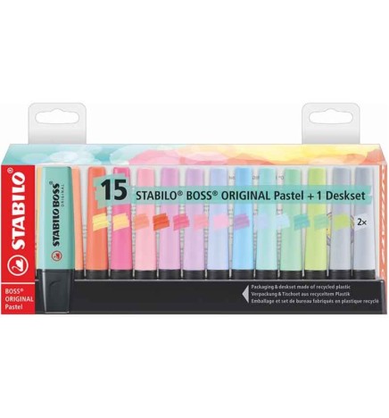 EVIDENZIATORE STABILO BOSS PASTEL  15pz DESKSET