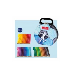 Pennarelli Connector 33pz CALCIO   scatola in metallo