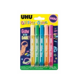 UHU COLLA GLITTER 10ML BL5 FLUO    si illumina al buio - GLOW