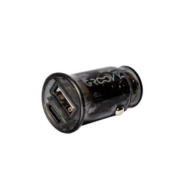 CARICATORE AUTO 1+1 USB 3.4A TRASPARENT GROOVY