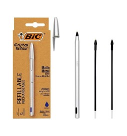 PENNA BIC CRISTAL RE-NEW METAL BLU