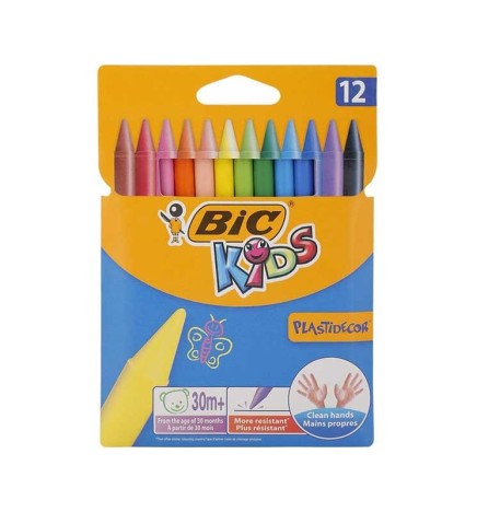 PLASTIDECOR A 12 BIC KIDS          PASTELLI CERA
