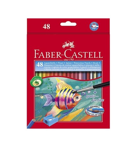Pastelli acquerellabili da 48 faber+ pennello