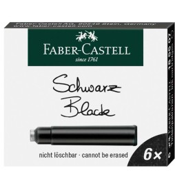 CARTUCCE INCHIOSTRO STILO NERO 6pz FABER-CASTELL
