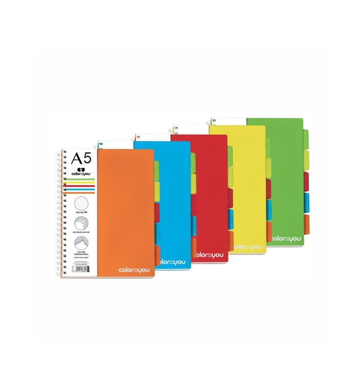 QUADERNO SPIRALATO PPL C/DIVISORI   CXU COLORXYOU TOP QUALITY