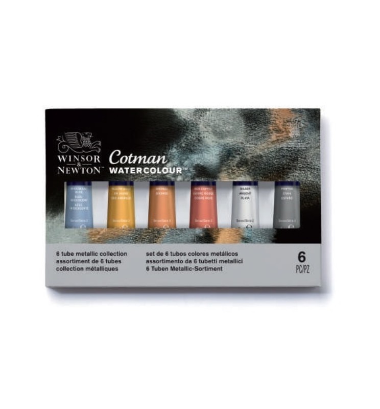 WN COTMAN - SET metal 6 tubi 8 ml  pennello da viaggio