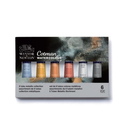 WN COTMAN - SET metal 6 tubi 8 ml  pennello da viaggio