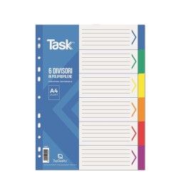 DIVISORI A4 6 TASTI PVC TQ         INTERCALARI COLORATI TOP QUALITY