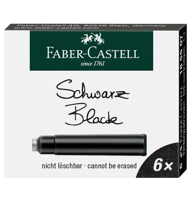 CARTUCCE INCHIOSTRO STILO NERO 6pz FABER-CASTELL