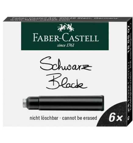 CARTUCCE INCHIOSTRO STILO NERO 6pz FABER-CASTELL