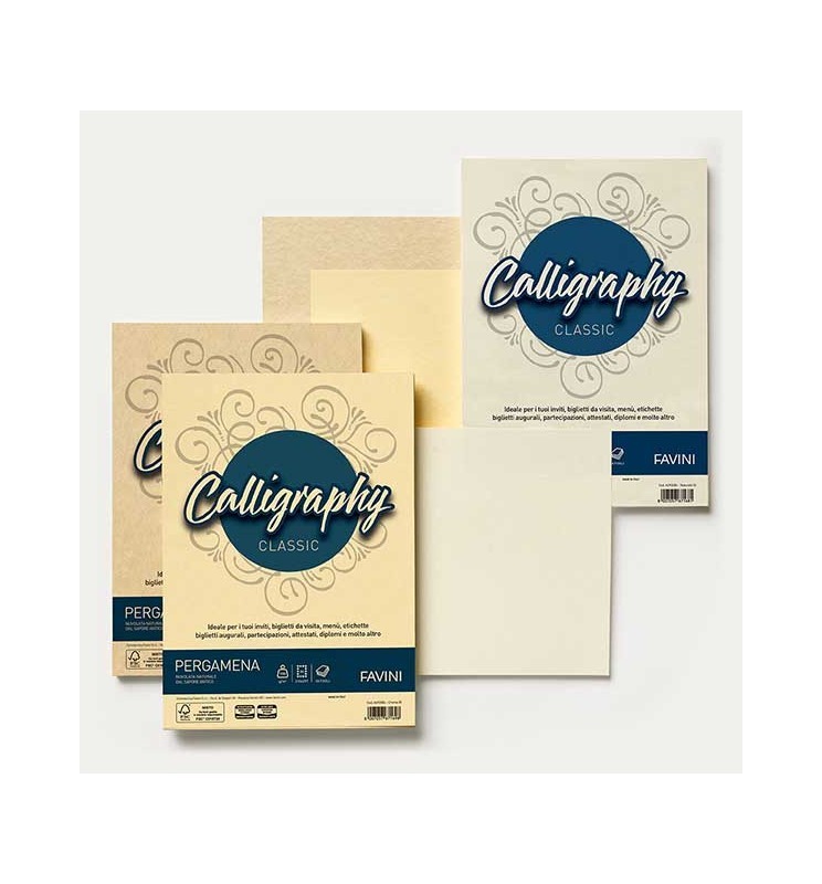 CARTONCINO PERGAMENA A4 190G 50F    MONOCOLORE CALLIGRAPHY FAVINI