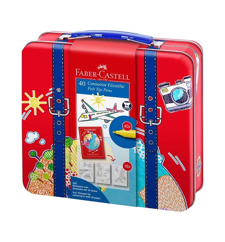 Pennarelli Connector 40pz VALIGETTA scatola metallo Faber-Castell