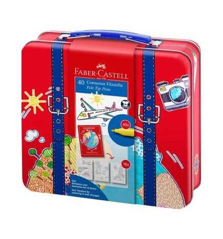 Pennarelli Connector 40pz VALIGETTA scatola metallo Faber-Castell